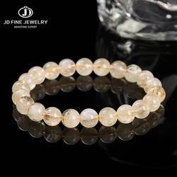 JD 1A Natural Stone Citrine Beaded Bracelets Women Fashion Jewelry Reiki Healing Energy Bead Stretch Bangles Handmade Yoga Gift