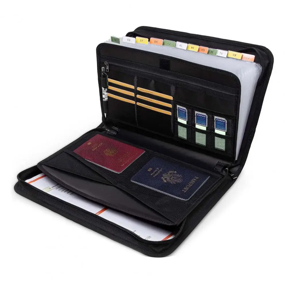 Fireproof Accordion Document Organizer File Organizer with Double Zipper Labels 12 Slots for Documents