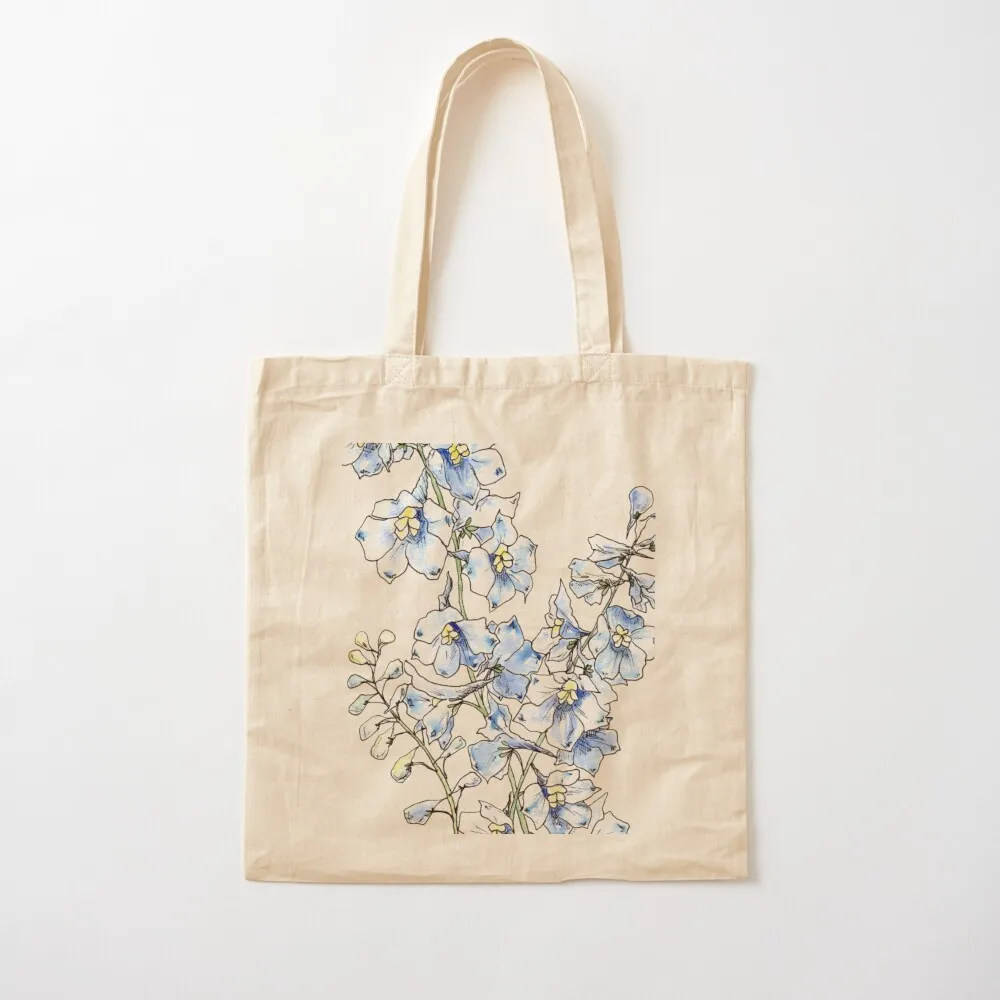 

Blue Delphinium Flowers Tote Bag reusable shopping bags Shopper handbag Canvas Tote Bag