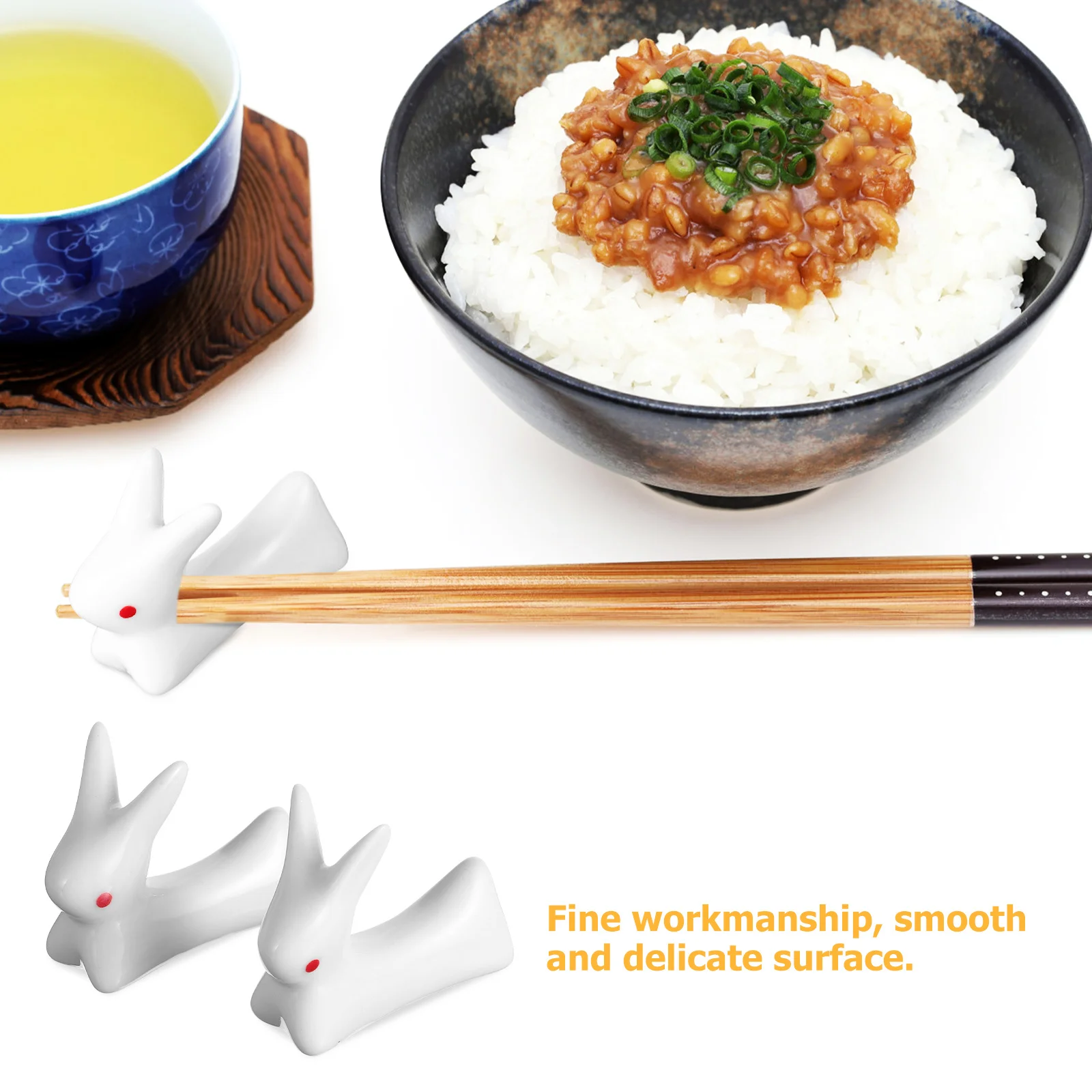 

8Pcs Rabbit Chopsticks Rest Ceramic Cartoon Holder Elegant Table Decor Chopsticks Rest Chopstick Racks