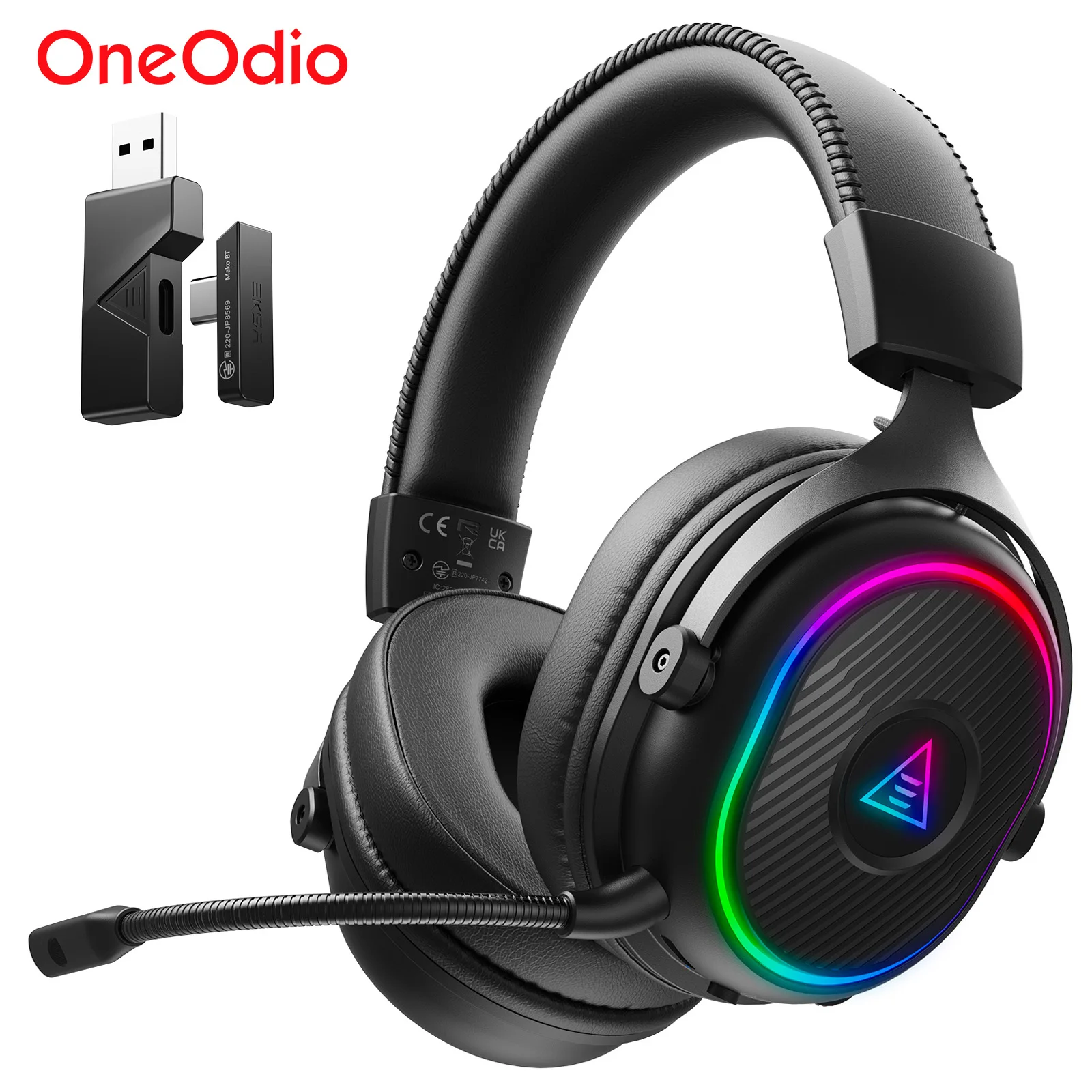 Oneodio EKSA MaKo BT Headset Gamer Sem Fio 2.4GHz Over-Ear Bluetooth com Baixa Latência de 20ms e Microfone para PC/PS4/PS5