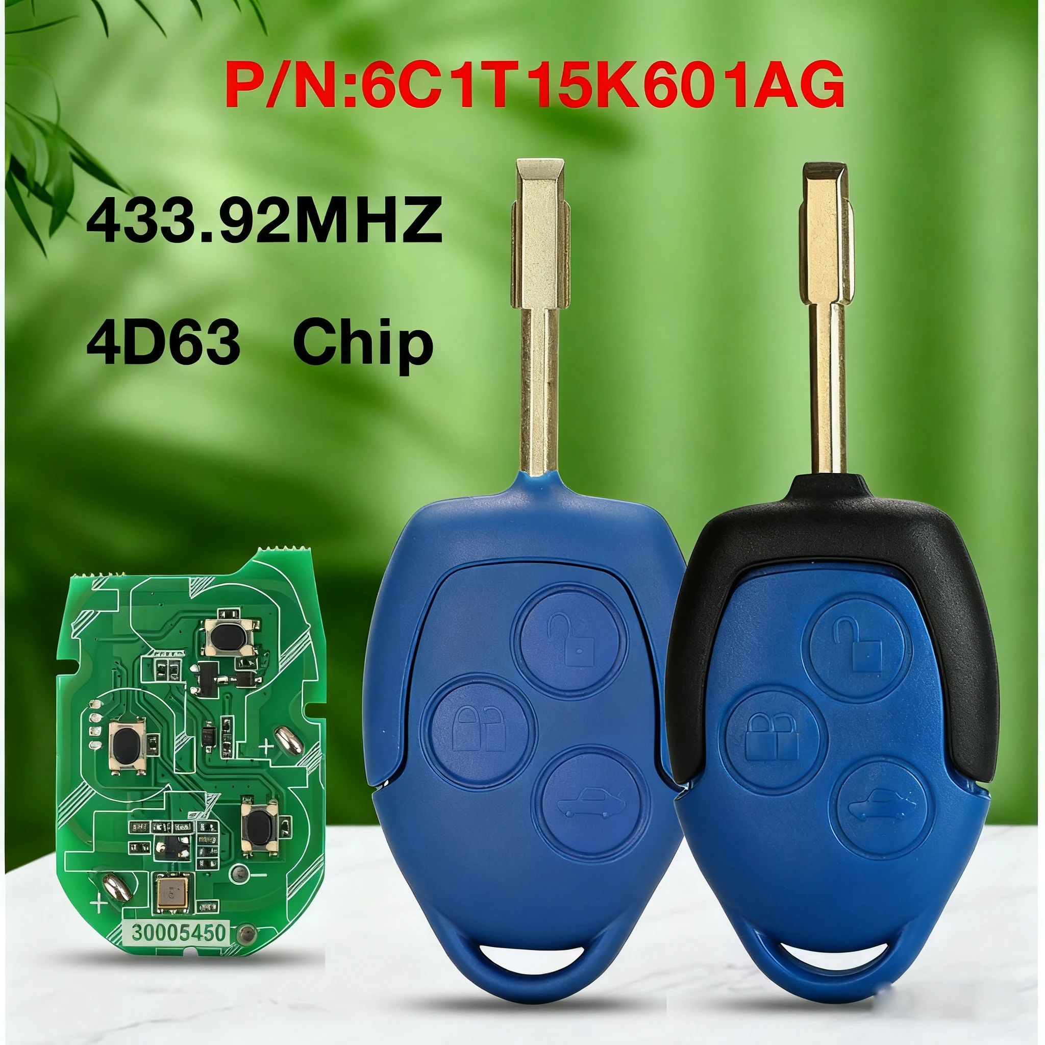 

jingyuqin Remote 433MHz 4D63 Chip Car Key 6C1T15K601AG FO21 For Ford Transit WM VM 2006-2014 FOB Control