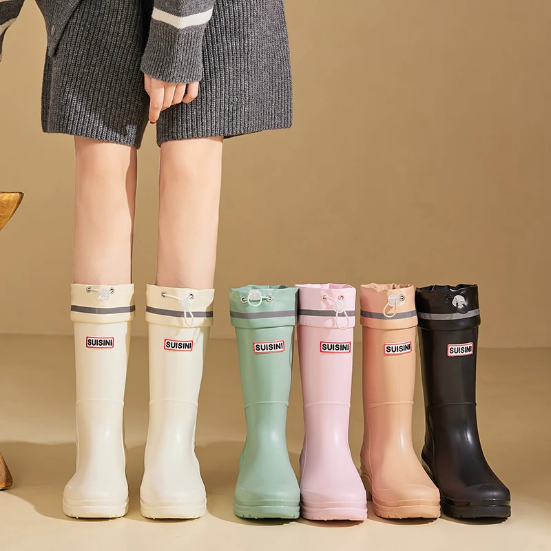 Non-slip Rain Boots Women 2024 New Waterproof Shoes New Sle Rain Boots Women Bootsn Kitchen Shoes Rubber Farming Car Wash