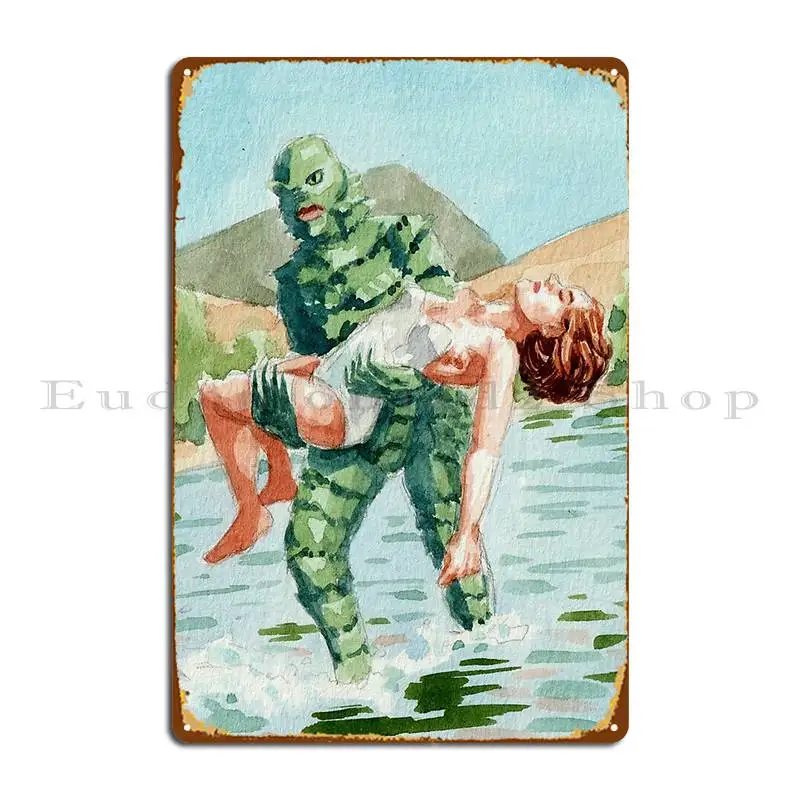 Creature From The Black Lagoon Metal Plaque Garage Kitchen Create Club Rusty Tin Sign Poster