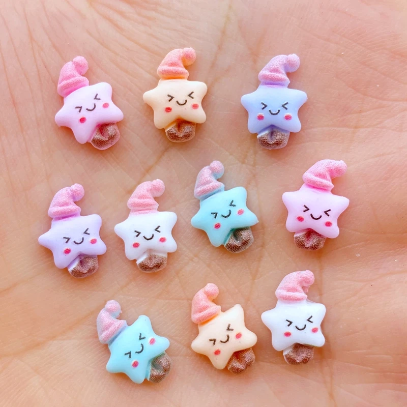 50pcs 3D Charms Kawaii Cartoon Star Nail Rhinestones Gems Glitter Acrylic Nail Art Jewelry Manicure Nail Decoration Accessories