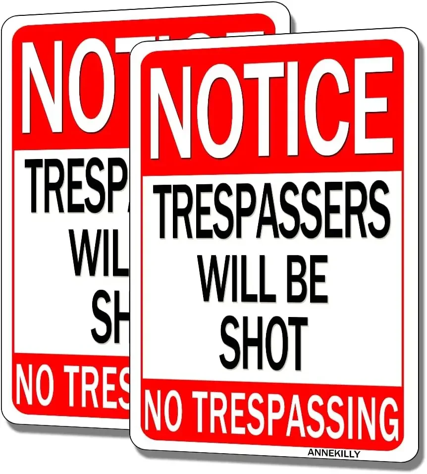2Pack Vintage Notice Trespassers Will Be Shot No Trespassing Metal Sign Aluminum Tin Sign Outdoor Home Yard Street Garden Garage