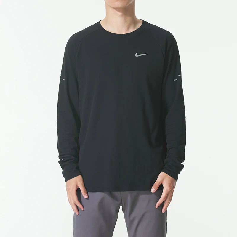 

Мужская спортивная одежда Nike для бега, фитнес-тренировки, повседневная уличная футболка с круглым вырезом и длинными рукавами, пуловер Hv2706-010