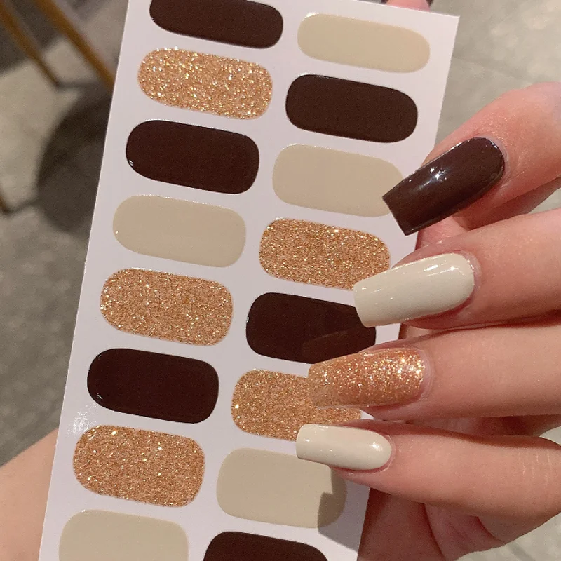 16 puntas de colores de contraste, pegatinas para uñas, calcomanías adhesivas, parche de belleza para uñas, puntas DIY, decoración artística de uñas, accesorio para uñas postizas