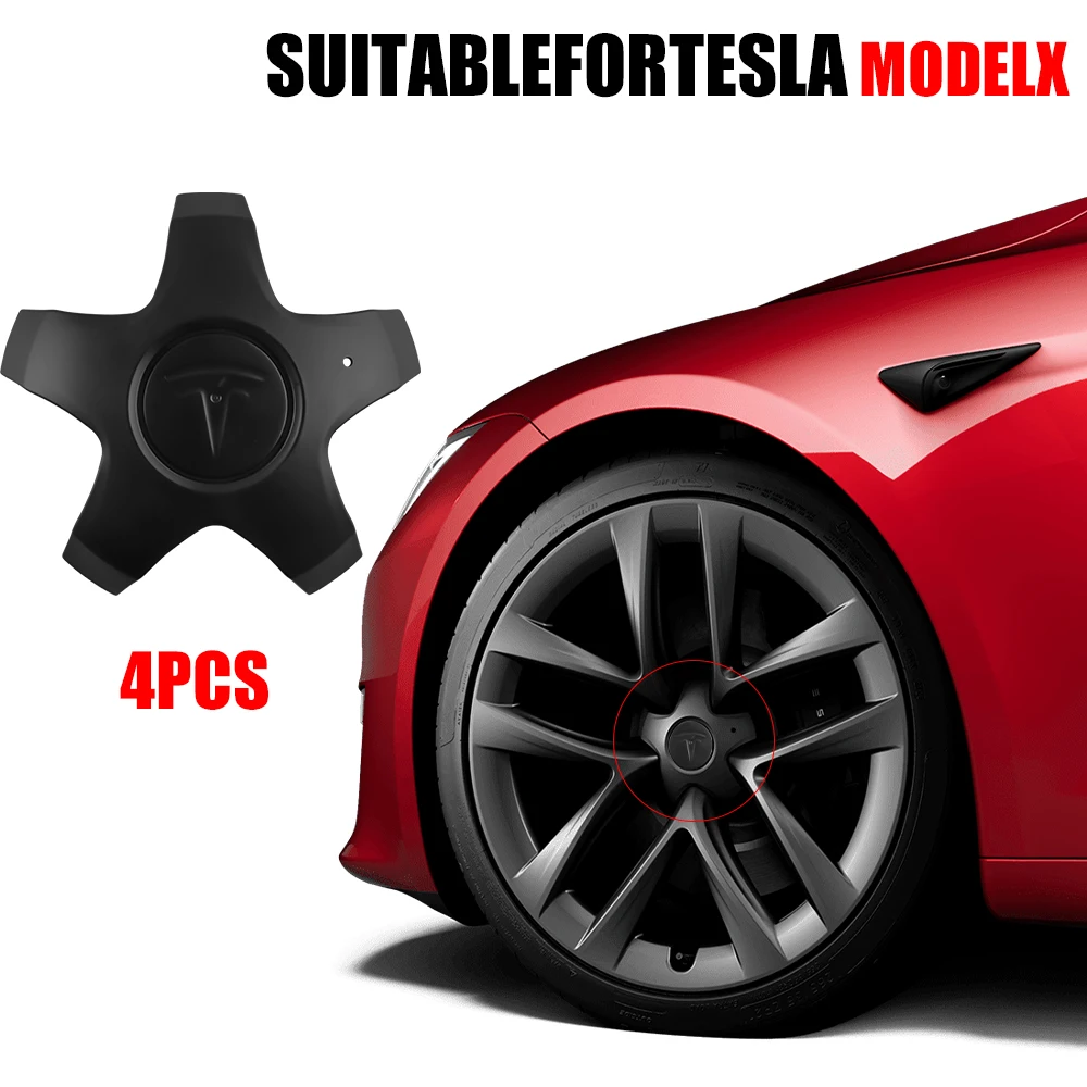 

4pc Car Wheel Center Cap Hub Cover Decoration Valve Cap For Tesla Model X 20 Inch 2016 to 2021 years/22 Inch 22 years to present