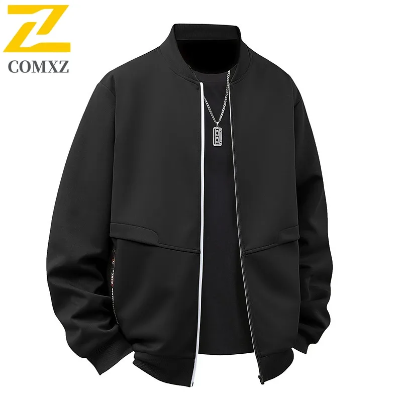 

COMXZ Outdoor Stand Collar Jacket Men Casual Hiking Comfort Motorcycle Jacket Street Style Lightweight Windproof Autumn Coats