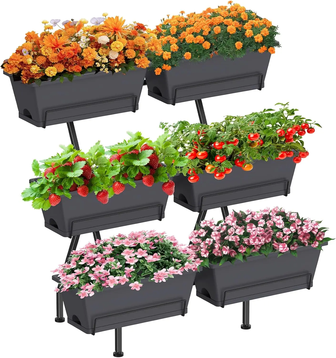 

3-Tier Vertical Garden Planter with 6 Boxes, 31" Tall Raised Garden Bed with Adjustable Feet for Herbs, Flowers, Vegetab