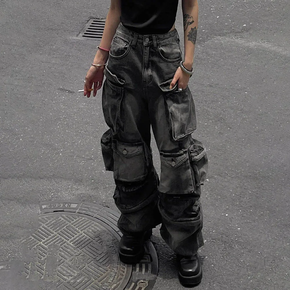 

Осень и зима, новые мужские джинсы с несколькими карманами, американский ретро-модный тренд, уличные повседневные свободные нишевые мужские топы 2025