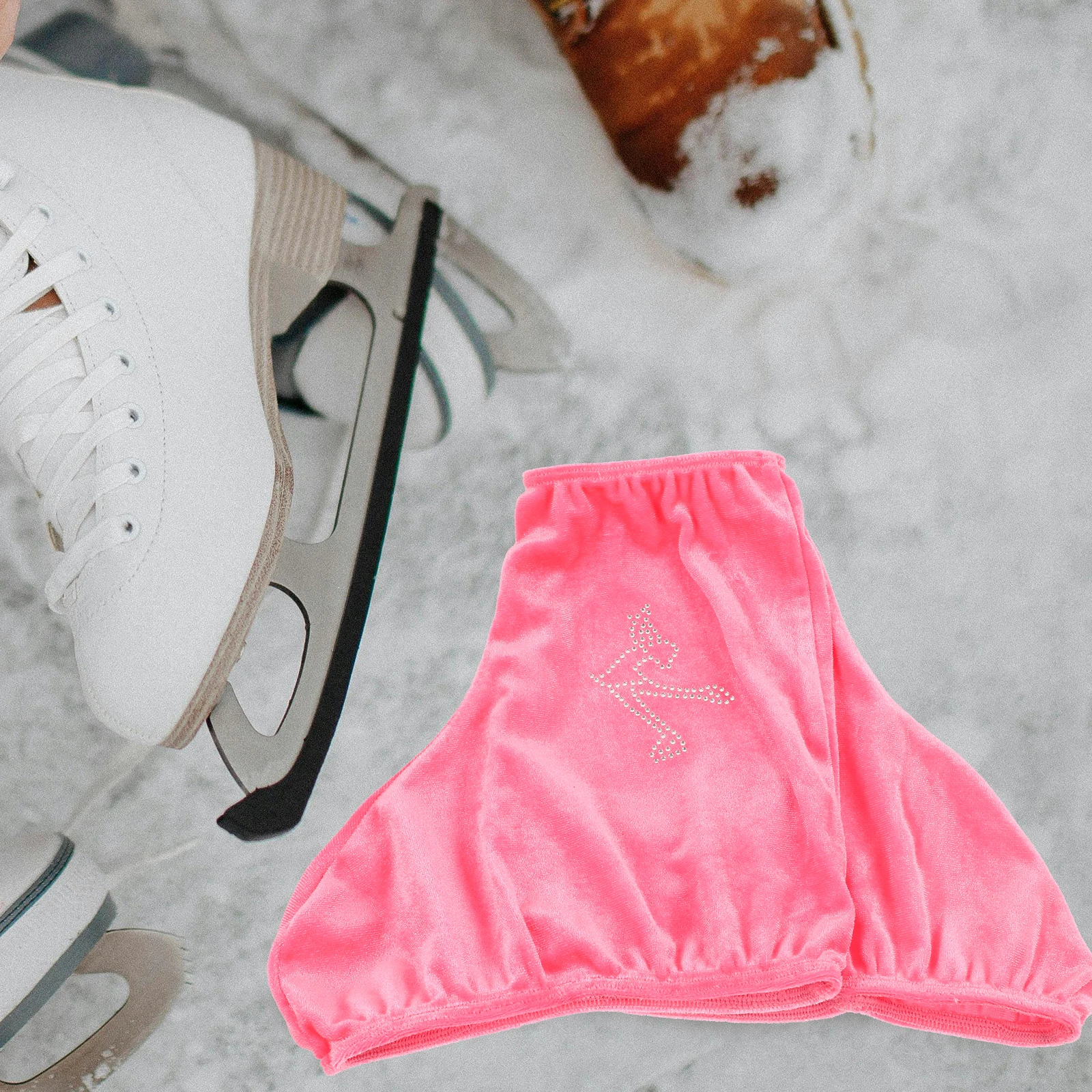 1 زوج حذاء مرن مخملي مقاس L بيج تزلج التمهيد الأسطوانة التزلج الملحقات مادة البوليستر العملي