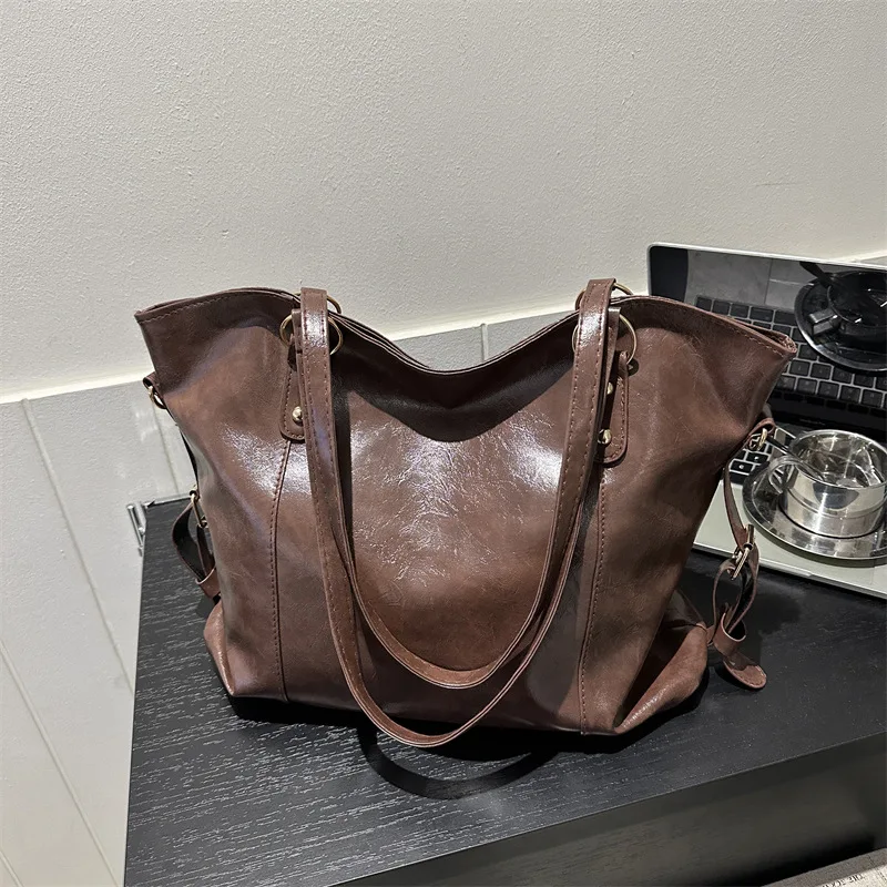 Women Tote Bag 2024 New Fashion Retro Commuter Bags Large Capacity Crossbody Bag Student Book Shopping Shoulder Bag