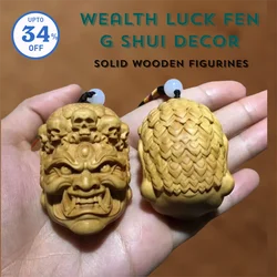 Solid wood- motionless Mingwang feng shui Buddha statue pendant Chinese Buddha statue Home, car, key decoration pendant