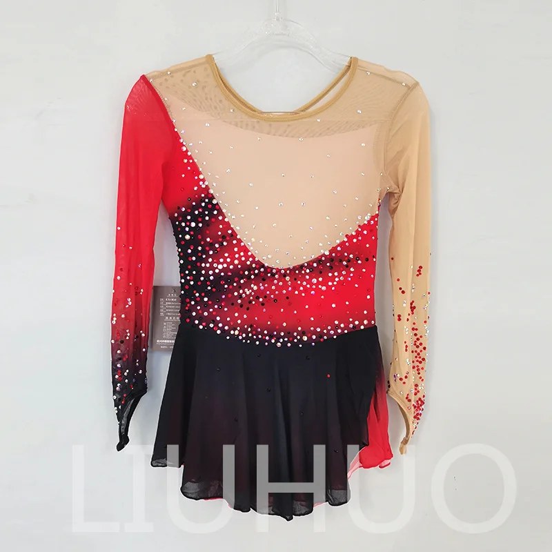 LIUHUO Ice Figure Skating Dress Girls Women Teens Stretchy Spandex Gradient Competition Wholesale