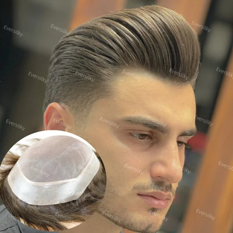 

высококачественный мужской парик Fine Mono Lace&PU вокруг # 2 # 3 # 4-светло-коричневый капиллярный протез из человеческих волос в европейском стиле для мужчин