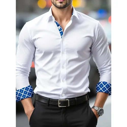 Imagen 2 del producto Bolubao, nueva camisa blanca para hombre, camisas informales inteligentes de manga larga a la moda para las cuatro estaciones, blusas de vestir para hombre