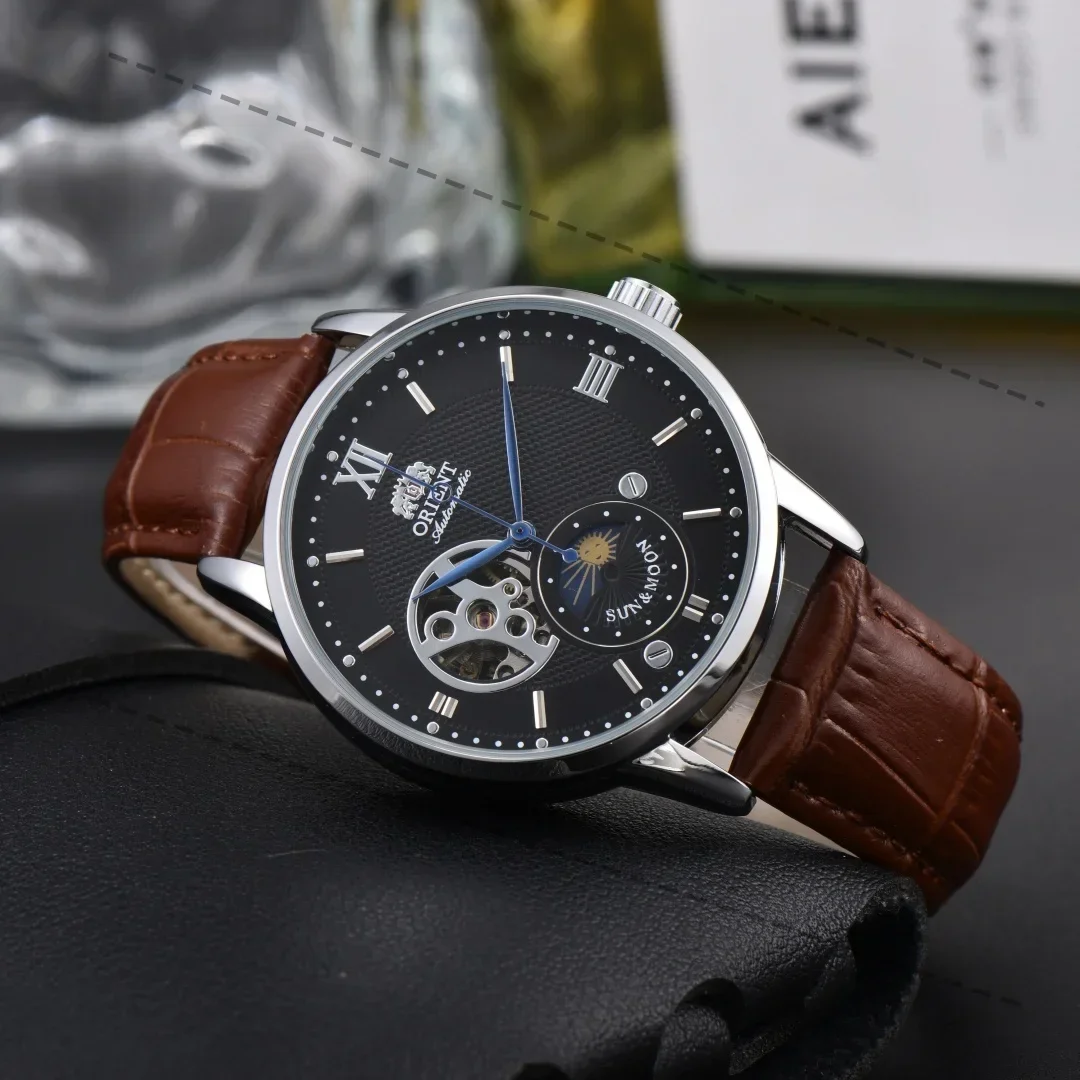 DFDG Orient Series Sports Sun, Moon, and Stars Skeleton Mechanical Men's Sports Watch Full Functionality World Time