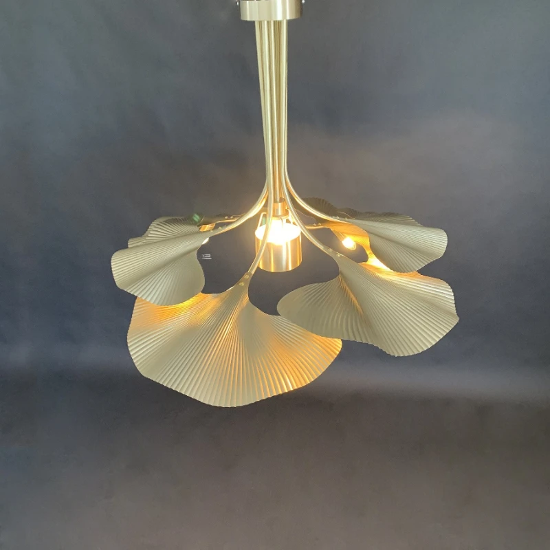 

New Chinese style personalized all-copper ginkgo biloba chandelier villa hotel model room homestay creative living room bedroom