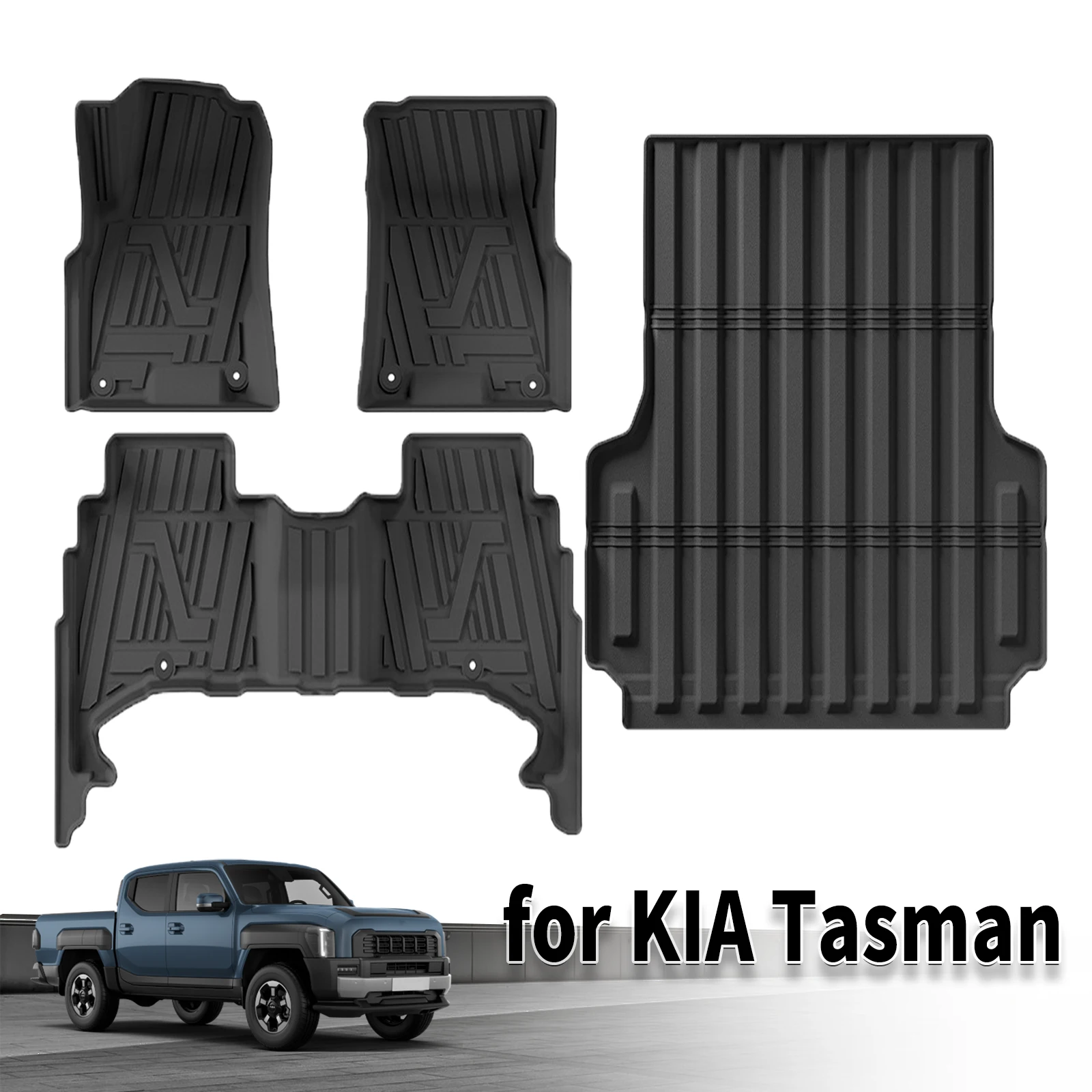 

for KIA Tasman 2025 2026 Waterproof TPE Car Mats 3D Laser Scanning Perfect Fit Odorless Accessories Easy Clean