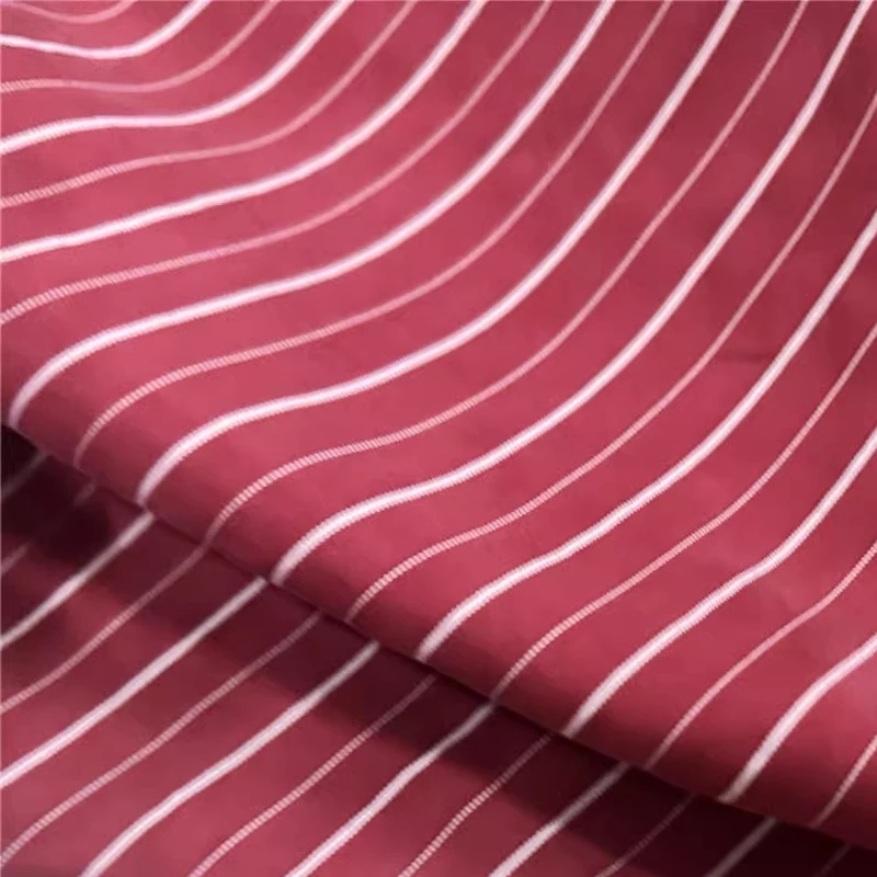 

L100cm X W135cm Wine Red Stripe Retro Fabric Lightweight Summer Breathable DIY Dress Pants Craft Textile Art Material Fashion
