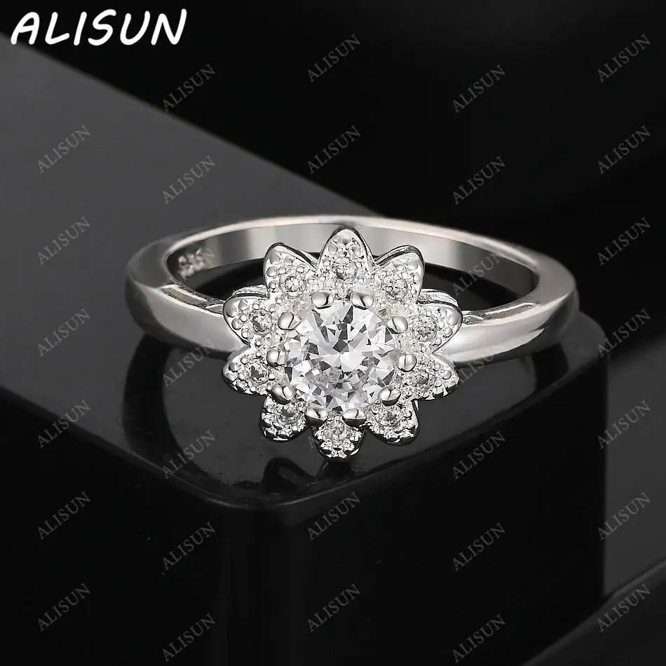 

ALISUN 925 Sterling Silver Zircons Flower Ring For Women Fashion Jewelry Vintage Grace Charm Noble Party Birthday Gifts