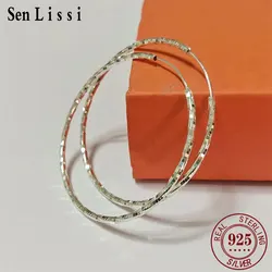 Senlissi - Orecchini a cerchio rotondi in argento sterling 925 per le donne Accessori per gioielli di lusso per feste di moda C Wojги KotyŃŃŠ° Natale