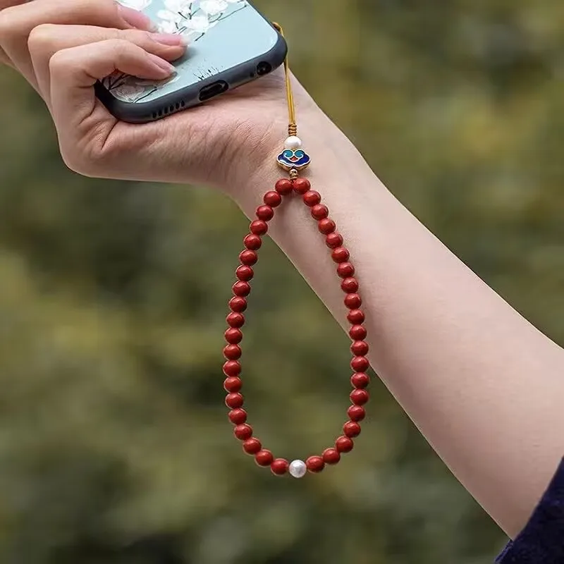 

Lanyard Natural Pearl Internet Celebrity Fashion Handmade Woven Phone Chain Wrist Strap