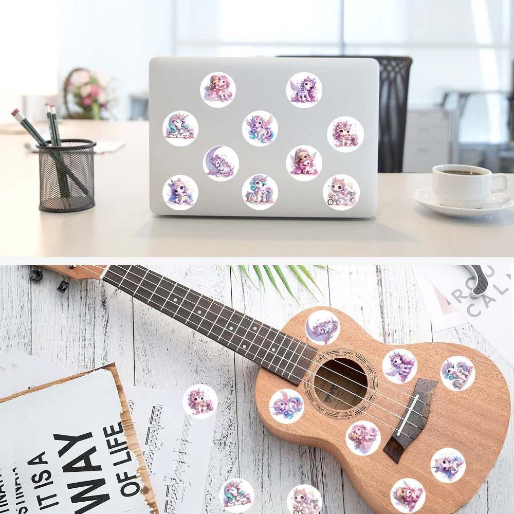 Rouleau d'autocollants de scellage licorne rose, 500 pièces/rouleau, dessin animé, coque de téléphone en PVC, tasse d'eau, autocollants pour ordinateur portable, décoration, récompense, cadeau, jouets, cadeaux, DIY bricolage