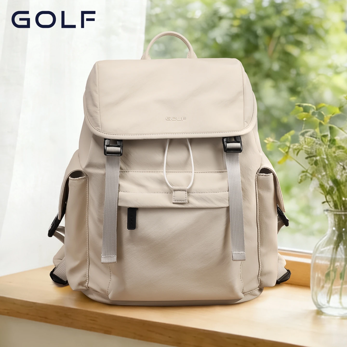 GOLF Women Fashionable Travel Backpack 14 Inch Laptop Bag Casual Dual Shoulder Bag Large Capacity Anti Thief Backpack