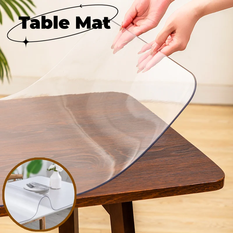 

Transparent PVC Dining Table Mat Desktop Protective Mat Tablecloth No Need To Wash Waterproof Oil Proof And Heat-resistant Mat