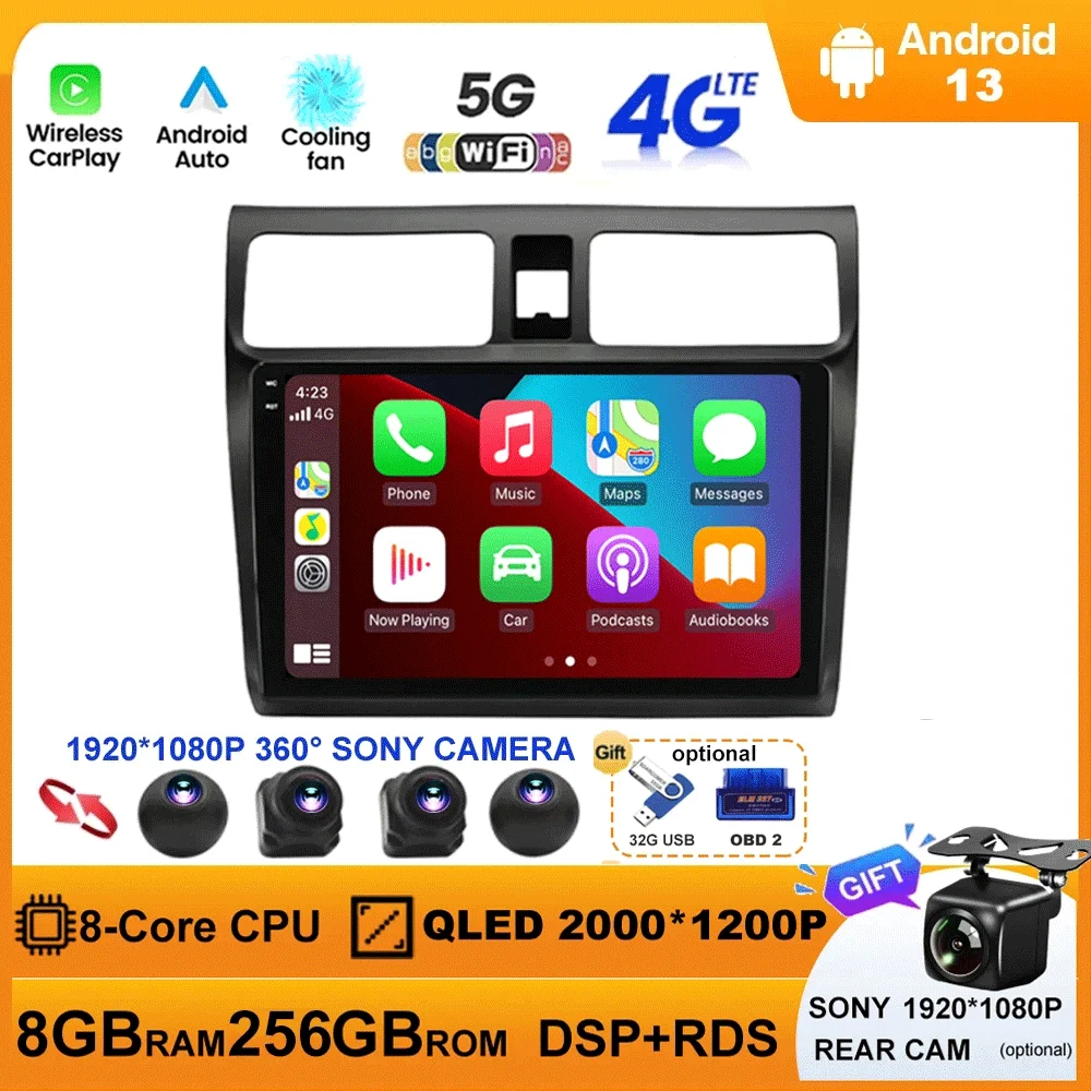 

Android 13 Car Radio For Suzuki Swift 2003-2010 Multimedia Video Player Navigation GPS Carplay Android Auto 5G WIFI DSP 4G LTE