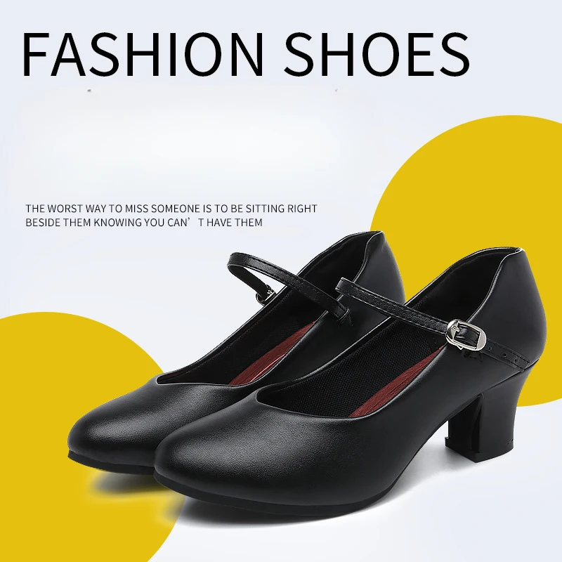 Modern dance shoes for adult women with medium high heels and soft soles Latin ballerina shoes girls