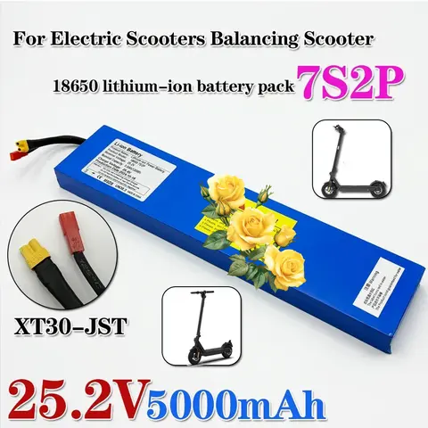 25.2V 5000mAh 18650 7s2p Battery Lithium Ion Battery 25.2V 5000Mah for Electric Scooters Balancing Scooter
