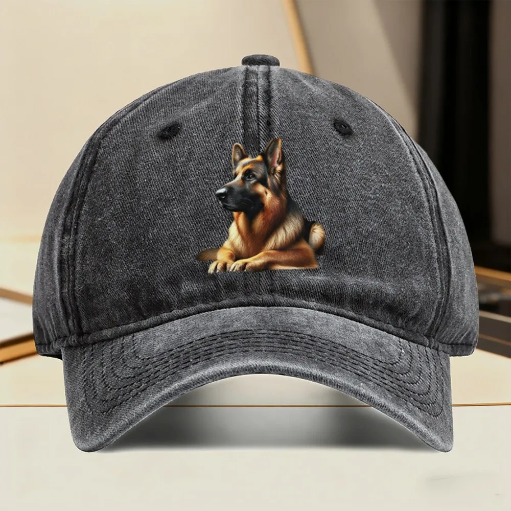 German Shepherd Dog Print Vintage Baseball Cap Unisex Adjustable Cotton Hat for Outdoor Activities Pet Lovers