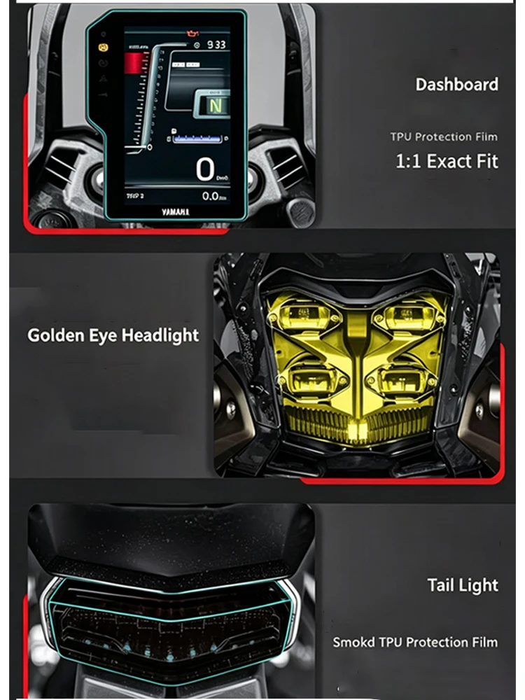 For YAMAHA Tenere 700 T700 TPU Motorcycle Headlight ProtectiveTaillight Transparent Film Instrument Screen Protective Film 2025