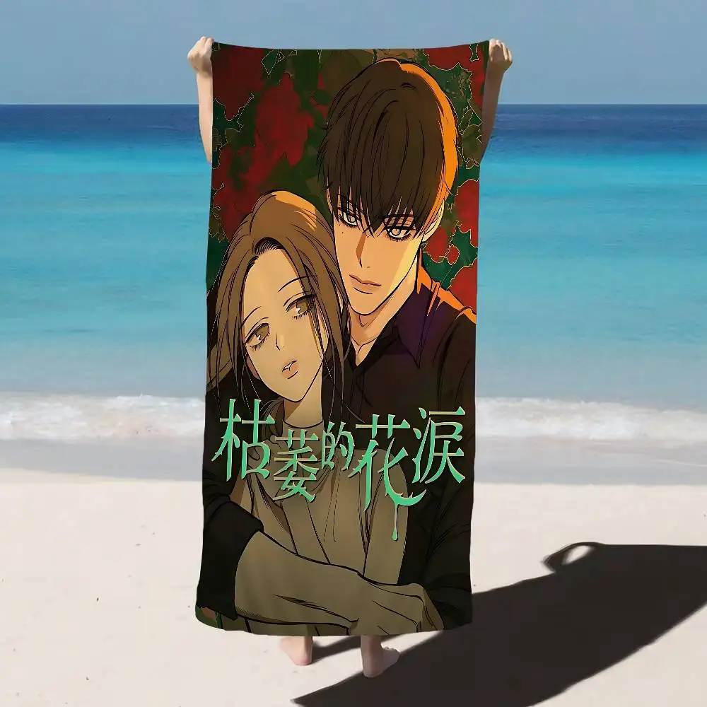 tears on a Withered Flower Microfiber Printed Beach Towel Mountain Climbing Yoga Beach Swimming Running Absorbent Soft Towel