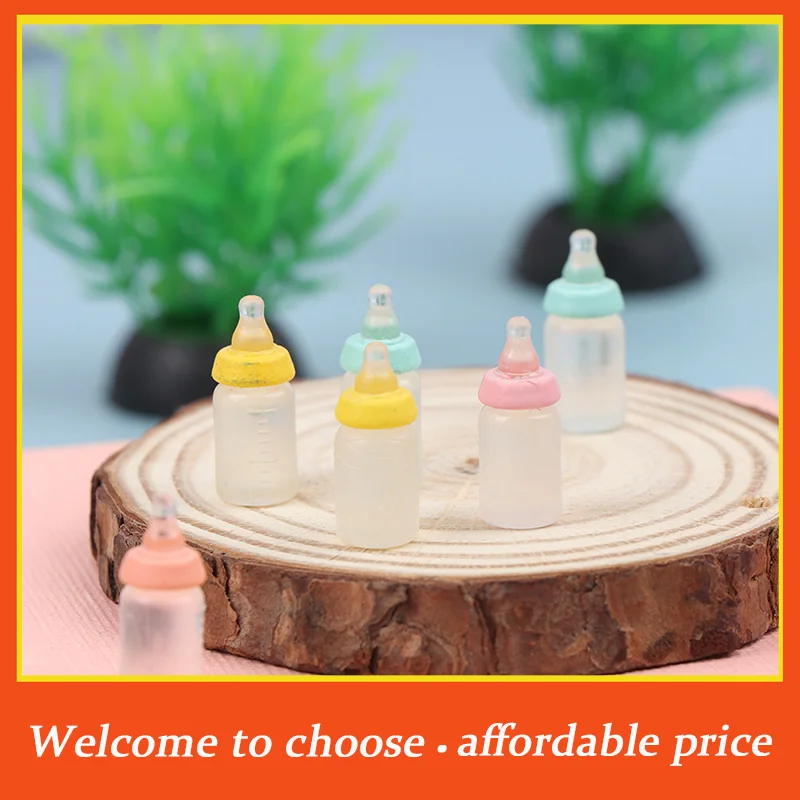 

6Pcs new Baby Bottle Model Doll House Decor high quality Resin toy 1:12 Dollhouse Miniatures Milk Bottle