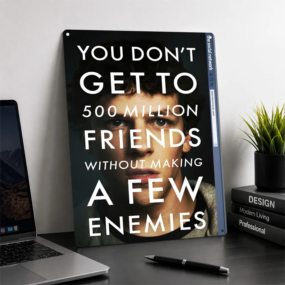 The Social Network Movie Poster Cinema Wall Art Customized Retro Metal Sign for Man Cave Home Decor Film Fan Gift Display Plaque