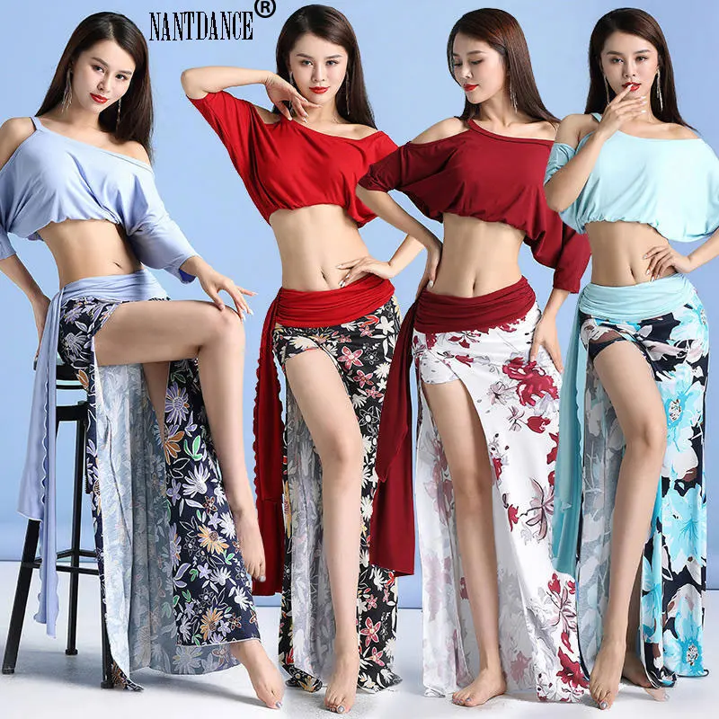 

Women Belly Dance Practice Clothes Oriental Performance Long Skirt Suit Korea Dance Wear Training Clothing Cha Cha Bachata