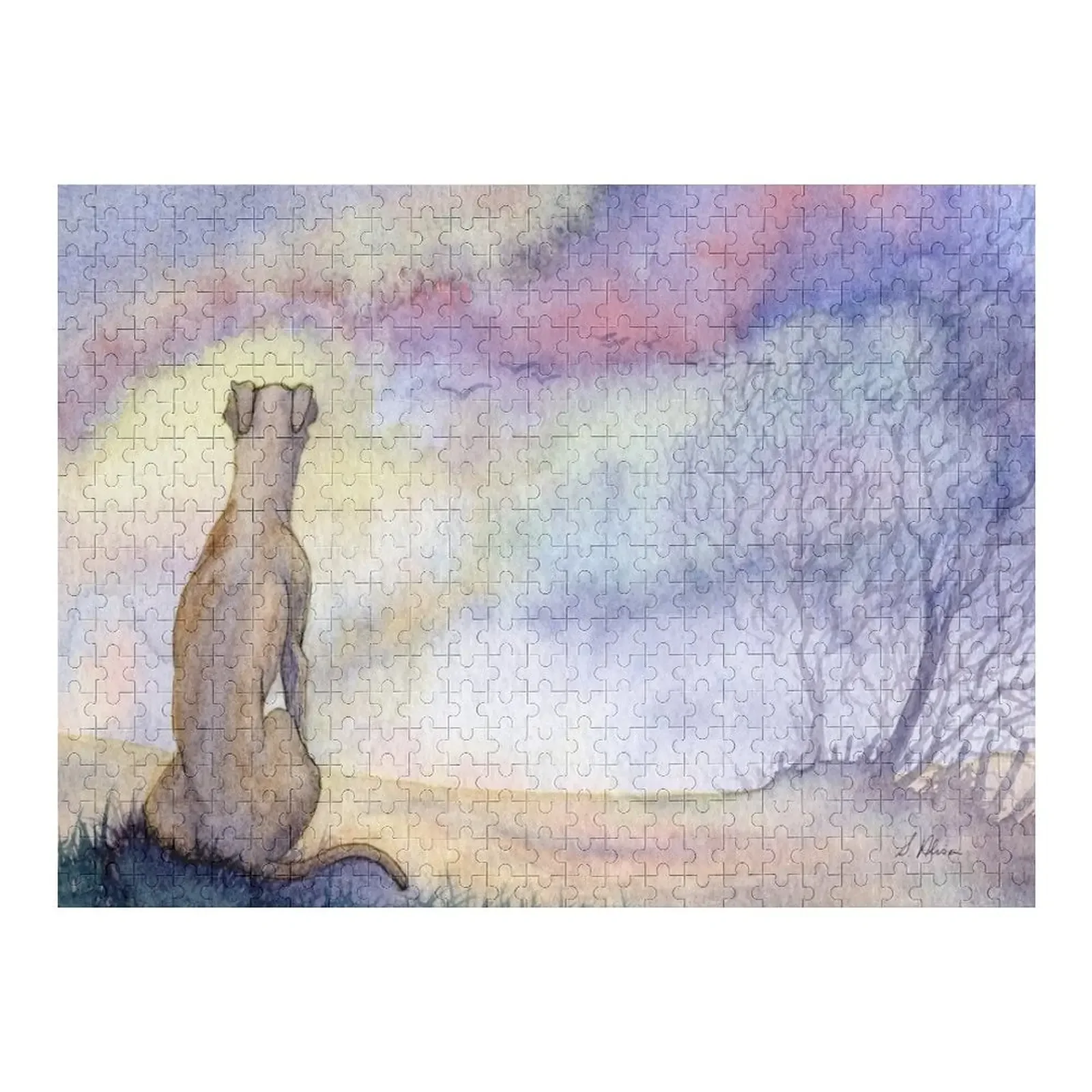 

Собака уиппет наблюдает за рассчитан на новый день Пазл на заказ Детские деревянные пазлы