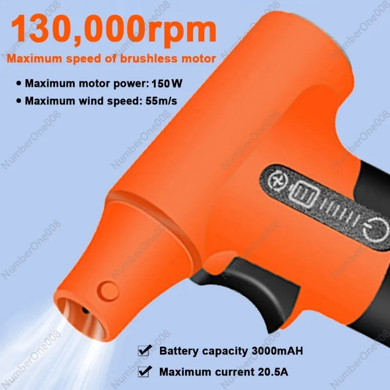 130000RPM Brushless Turbo Fan High Power Jet Fan Handheld Dust Blower Compressed Air Duster 3 Speed Blowing-suction Air Blower