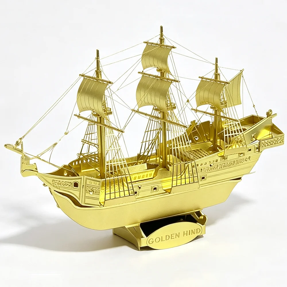 3D Stereoscopic Assembly Sailboat Model by Metal Etching (Metal Puzzle, Snap-fit Assembly, No Glue Required)