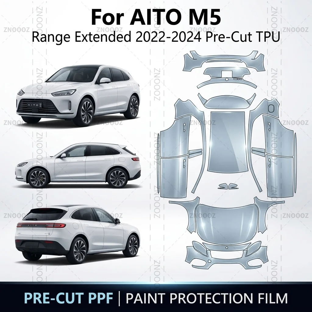 For AITO M5 Range Extended 2022-2024 Pre-Cut TPU PPF Paint Protection Self Healing Full Vehicle Glossy Clear Matte Black