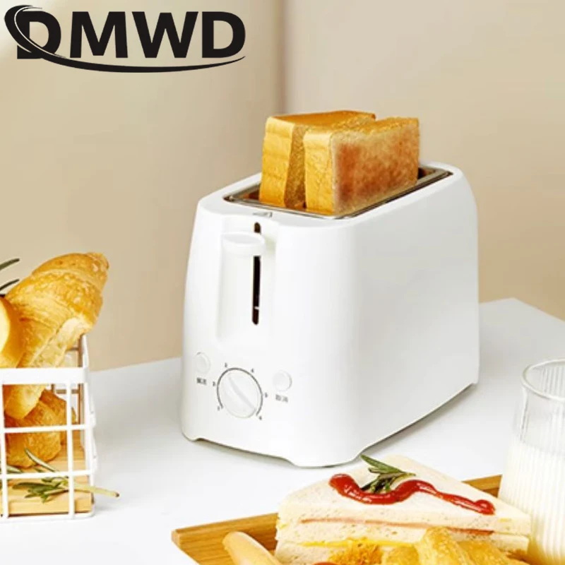 DMWD Electric Toaster 2 Slices Breakfast Bread Machine Removable Crumb Tray Toasters Home Automatic Sandwich Heating Maker 220V