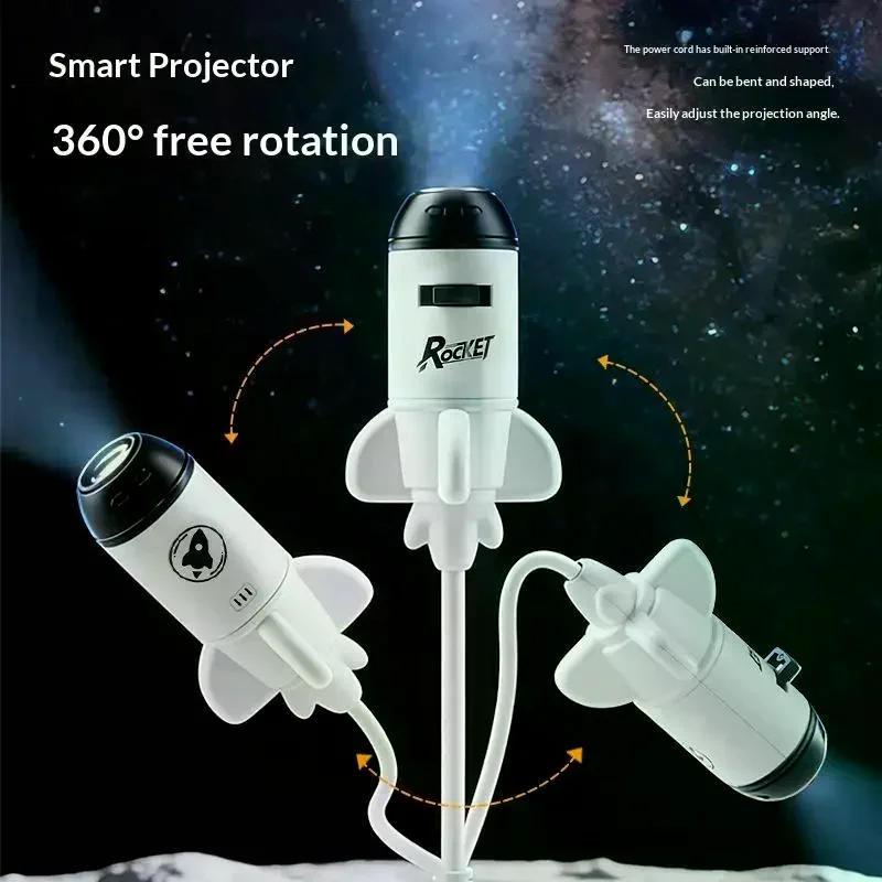 Mini USB galaxy Projector Night Light 360° Rotate Night Light Lamp With Random 6 Sky Projector Films Home Starry Sky Projector