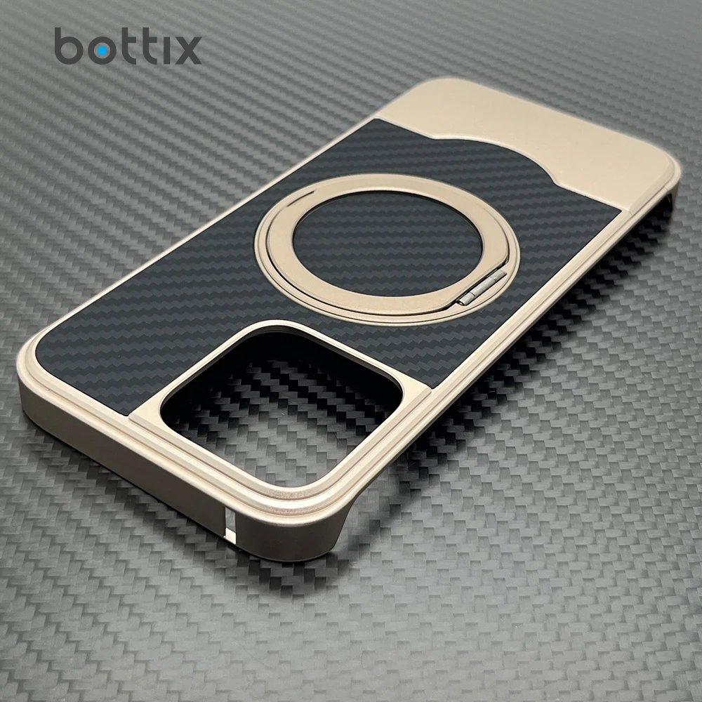 

Luxury Carbon Fiber Case for iphone 16 Pro Max Metal Alloy Cover 15 14 13 Protective Funda Skin Built-in 360 Holder Free Screw