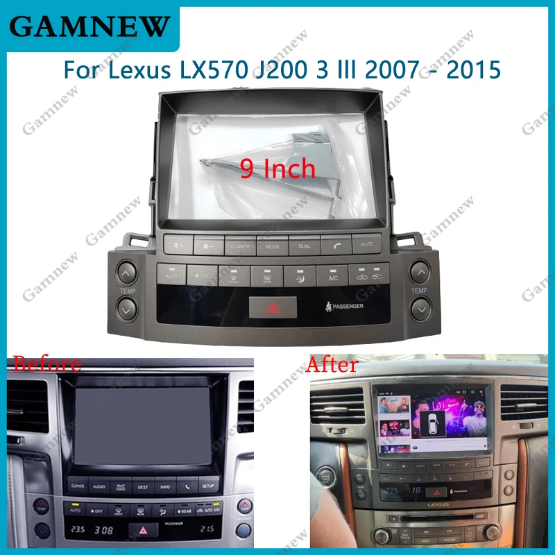 

9 Inch Car Frame Fascia Adapter Canbus Box Decoder Android Radio Dash Fitting Panel Kit For Lexus LX570 J200 3 ll 2007-2015