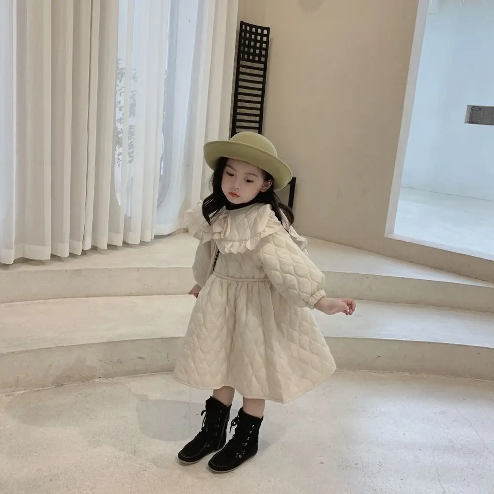 Autumn and Winter Girls\' Dress Season New Fashionable Thickened Large Flip Thickened Dress Children\'s Little Girl Princess Dress